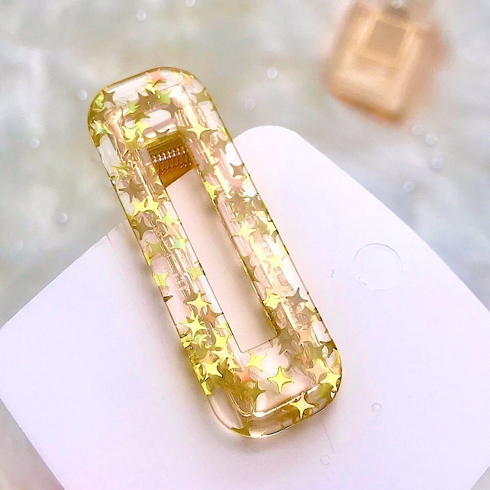 💚10/$10💚NEW Clear Golden Acrylic Rectangular Hair Clip